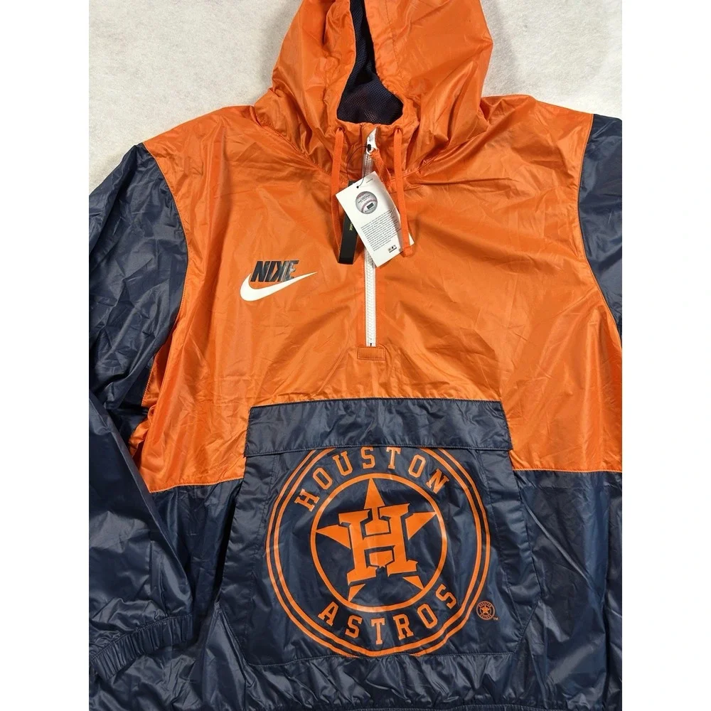 Nike Houston Astros Windbreaker Mens XXL Anorak Half Zip Jacket Hooded Blue NWT